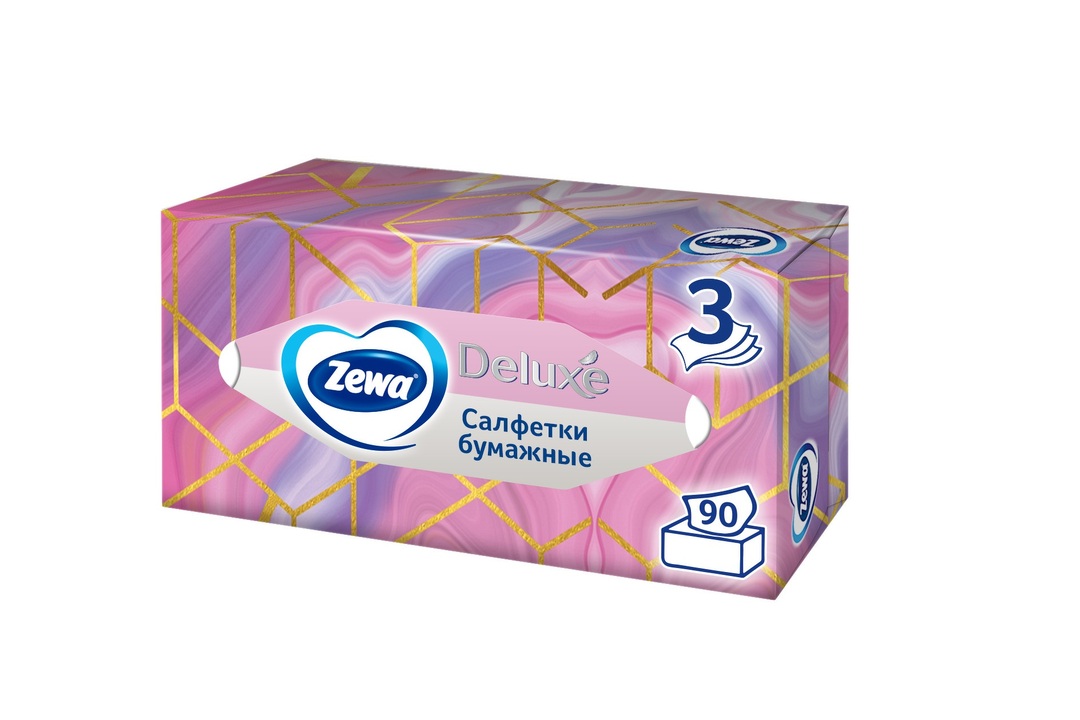 

Салфетки бумажные Zewa Deluxe Design 3 слоя 90 шт