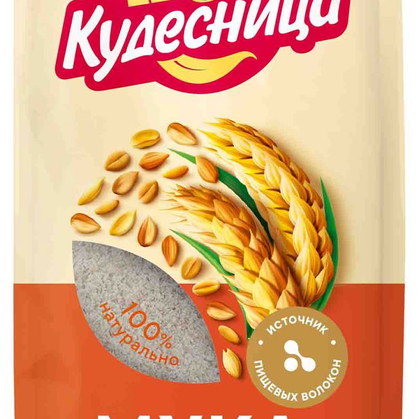 Мука пшеничная Кудесница обойная цельнозерновая, 500 г