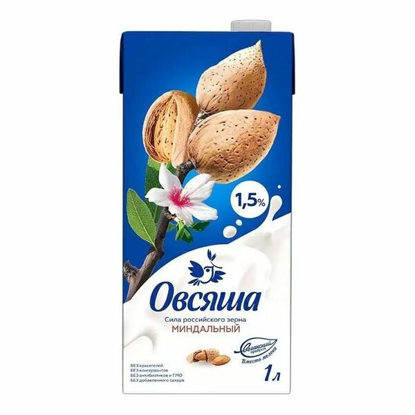 Напиток растительный Овсяша Овсяно-миндальный 1,5% 1 л