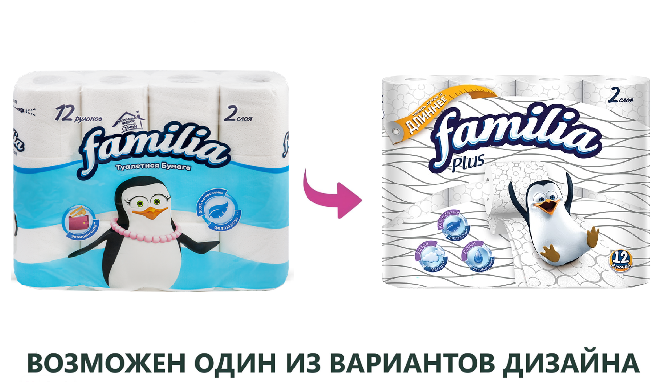 

Туалетная бумага Familia Plus 2 слоя 12 рулонов в ассортименте