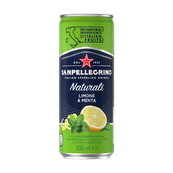 Напиток San Pellegrino Limone Menta сокосодержащий сильногазированный с соком Лимон-мята 330 мл