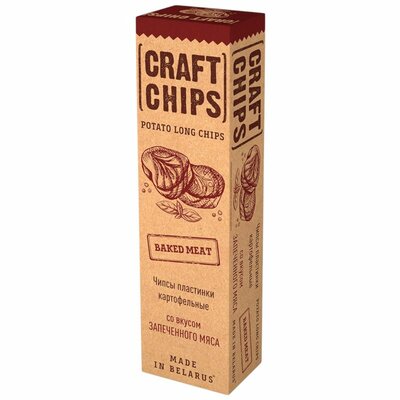 Чипсы картофельные Craft Chips со вкусом запеченного мяса в пластинках 90 г