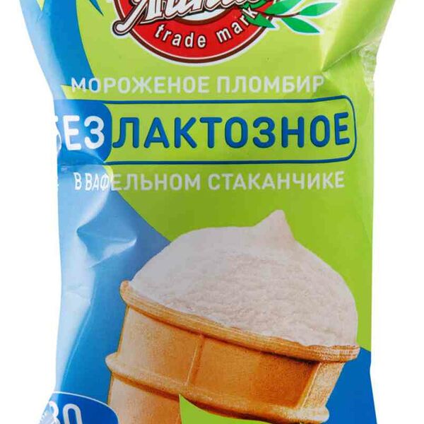 Мороженое пломбир Чистая Линия безлактозное в вафельном стаканчике ванильное 80 г