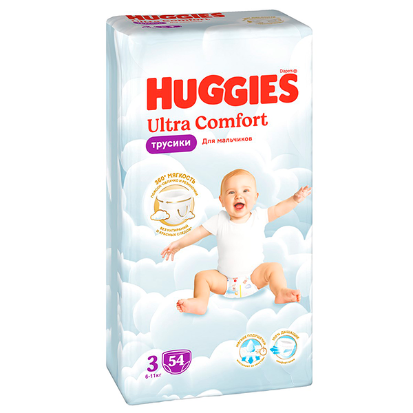 Подгузники-трусики Huggies Ultra Comfort для мальчиков 3-M 6-11 кг 54 шт.