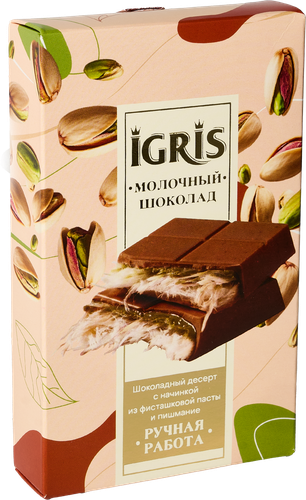 

Шоколад молочный Igris с начинкой из фисташковой пасты и пишмание 150 г