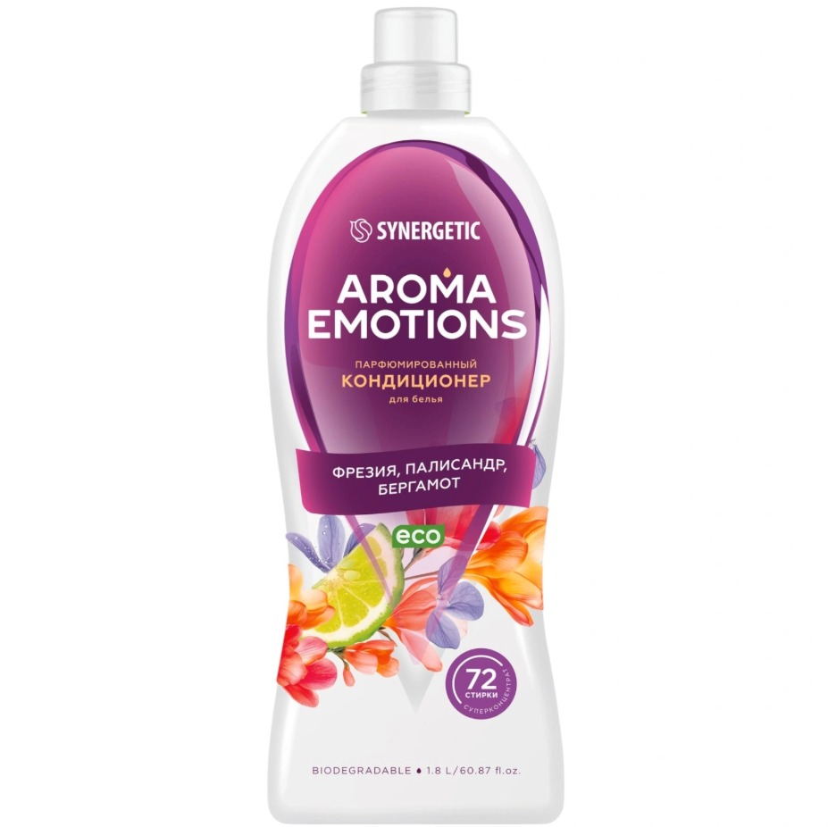 

Кондиционер для белья Synergetic Aroma Emotions Радость концентрированный Фрезия, палисандр, бергамот 1.8 л