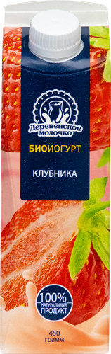 

Биойогурт Деревенское молочко клубника 2.5% 450 г