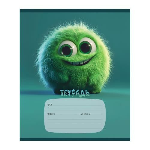 Тетрадь ПЗБМ ученическая 12 л клетка Монстрики скрепка в ассортименте