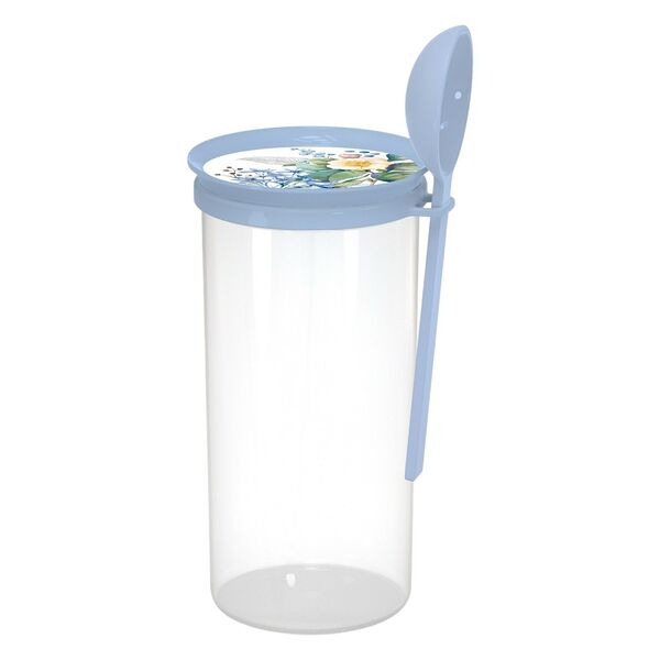 Банка для продуктов с ложкой Полимербыт Цветущий сад 0.7 л пластик