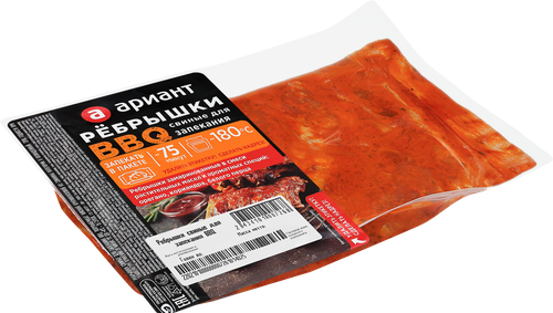 

Ребрышки АРИАНТ свиные для запекания BBQ в/у охл вес до 1.8кг