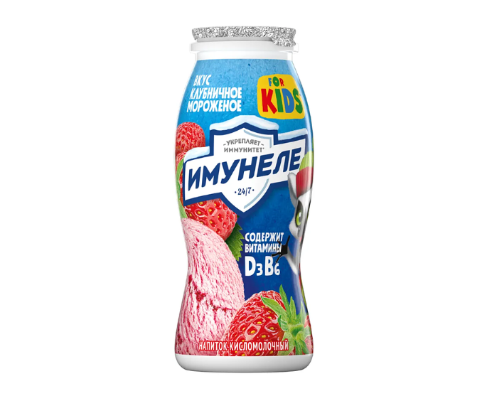 

Напиток кисломолочный Имунеле For Kids Клубничное мороженое 1.5% 100 г