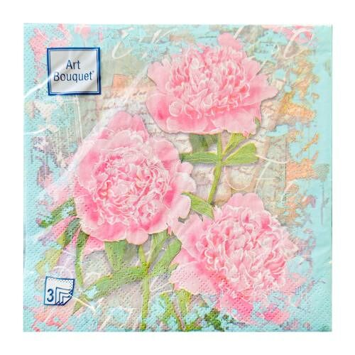 Салфетки бумажные Art Bouquet Пионы 3 слоя 33x33 см 20 шт.