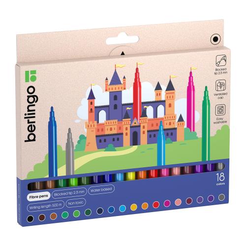 

Фломастеры Berlingo Замки смываемые 18 цветов