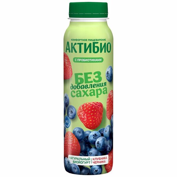 Биойогурт АктиБио клубника черника 1.5% 260 г