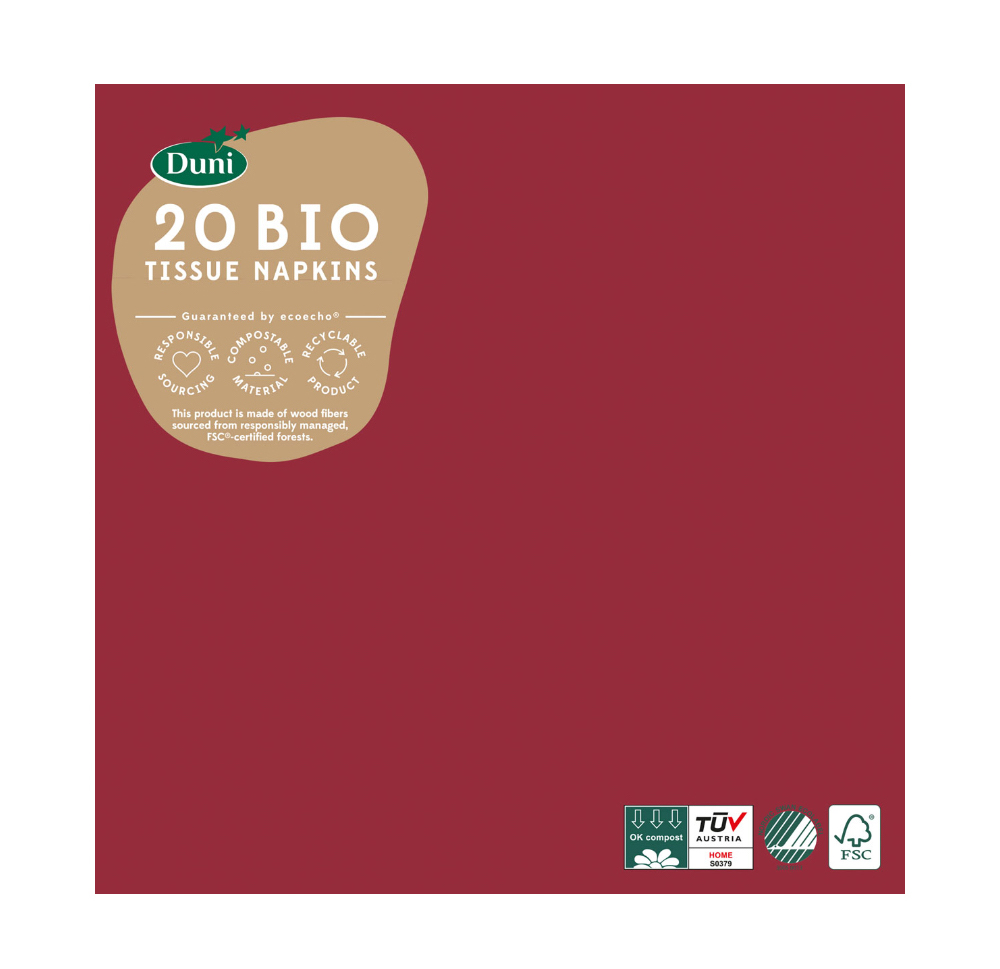 

Салфетки Duni Бордовый 3-х слойные 33см Duni Poland Sp.z o.o. 20 шт Польша