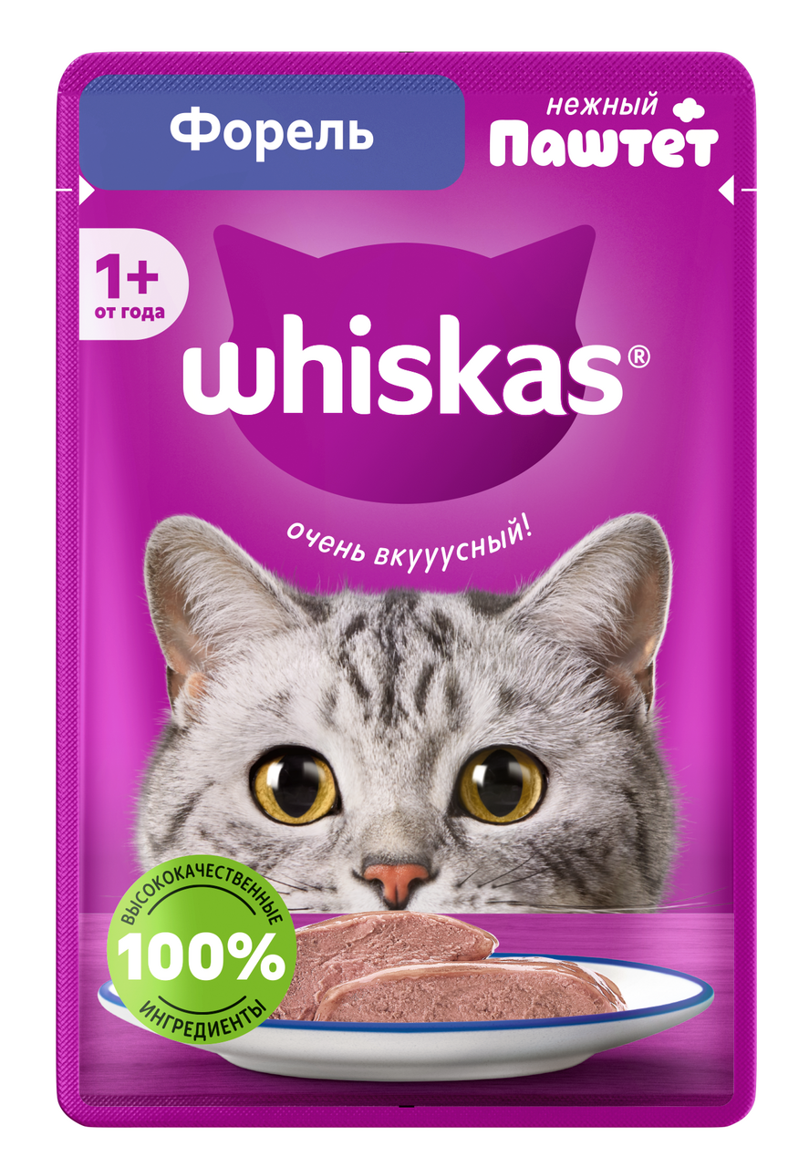 

Корм влажный для кошек Whiskas Паштет форель 75 г