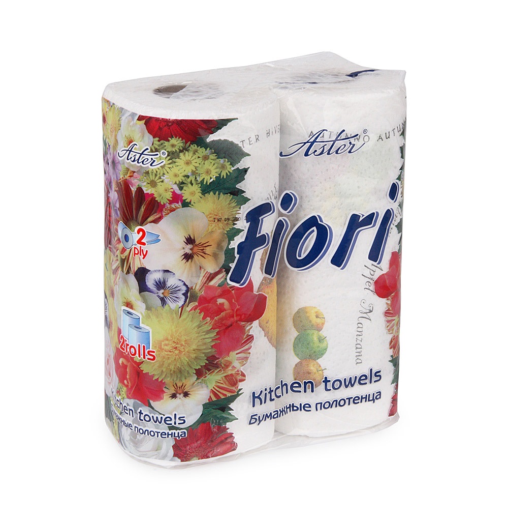 

Полотенца бумажные Aster Fiori двухслойные цветные 2 рулона