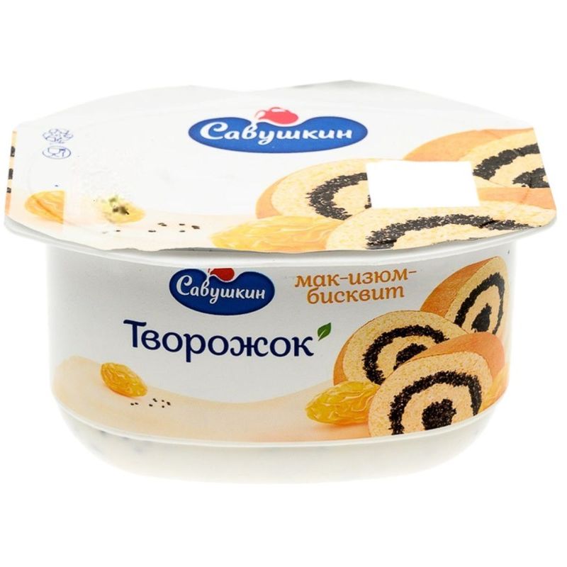

Творожок Савушкин Мак-изюм-бисквит 3.5% 120 г