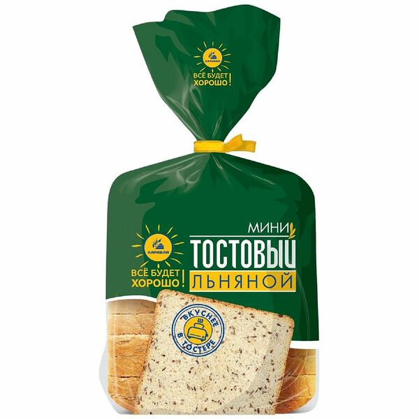 Хлеб Каравай Тостовый льняной мини нарезанный, 250 г