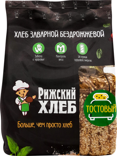 

Хлеб тостовый Рижский Хлеб бездрожжевой заварной, нарезанная часть 370 г