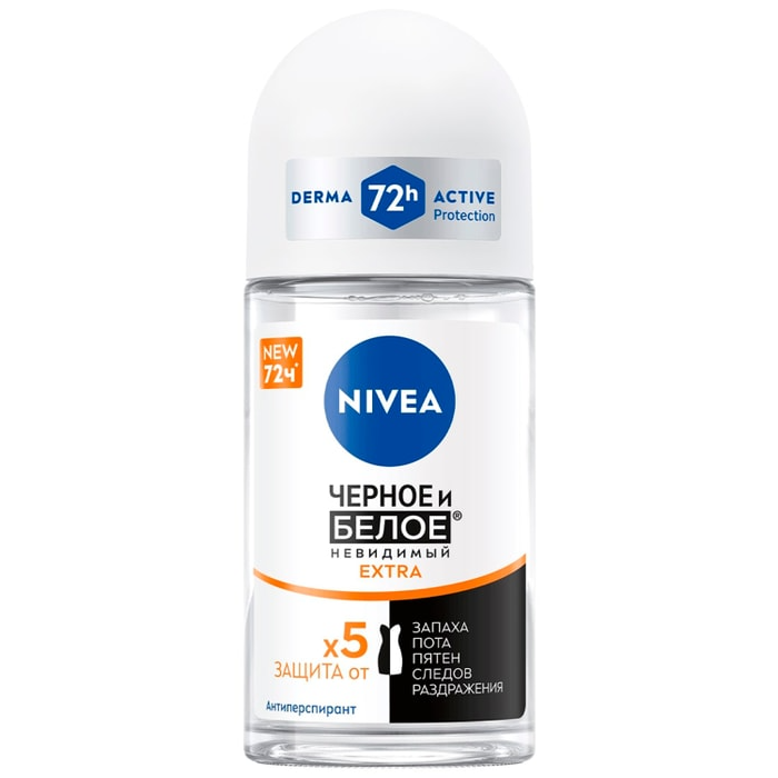 

Антиперспирант шариковый Nivea Extra женский Черное и белое невидимый 50 мл
