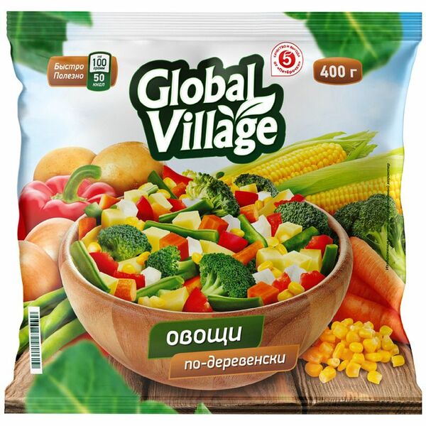 Смесь овощная Global Village Овощи По-Деревенски быстрозамороженная 400 г