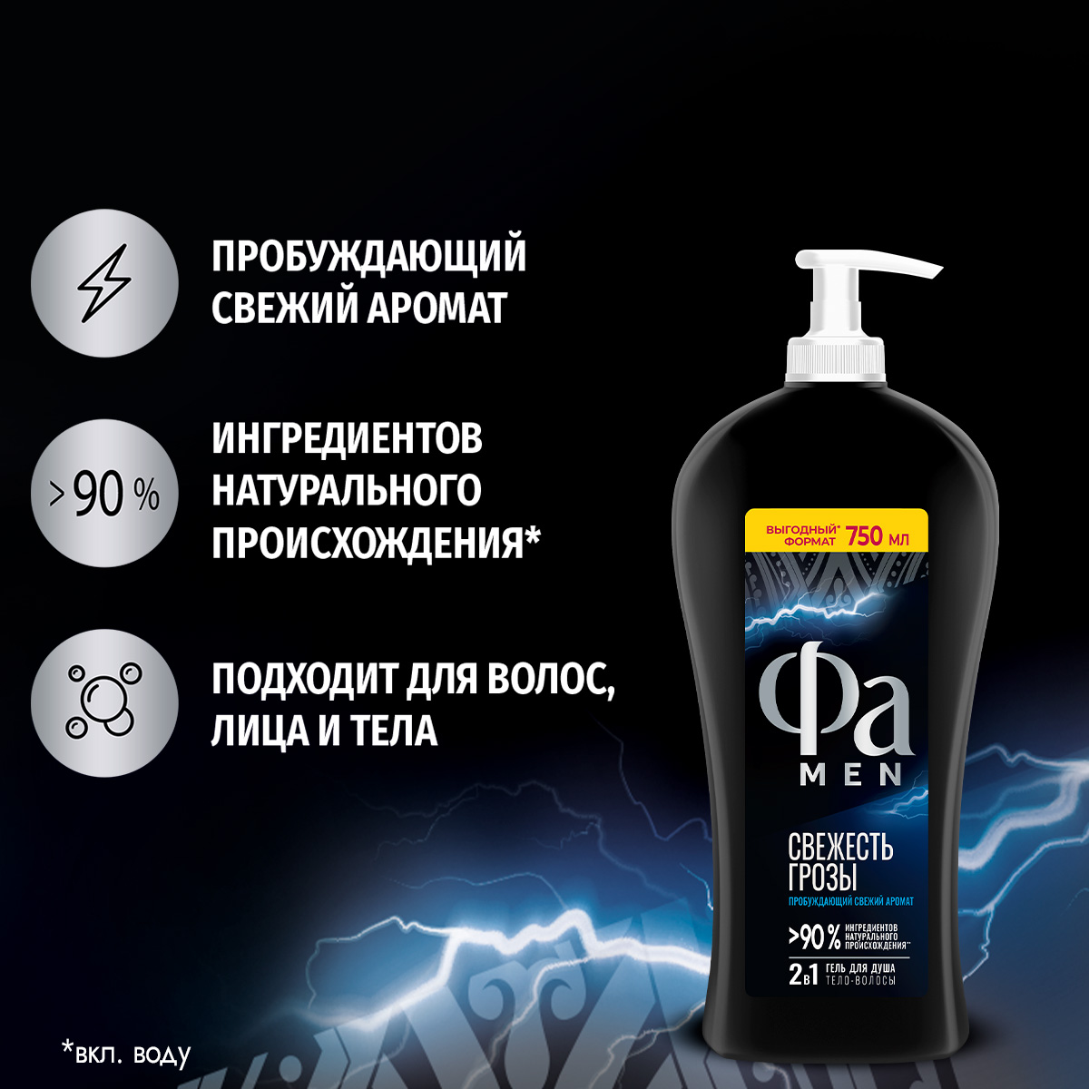 

Гель для душа Фа Men Энергия Полинезии Свежесть Грозы 750 мл