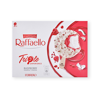 

Мороженое Raffaello с малиново-кокосовым вкусом в белой глазури с кусочками малины 138 г