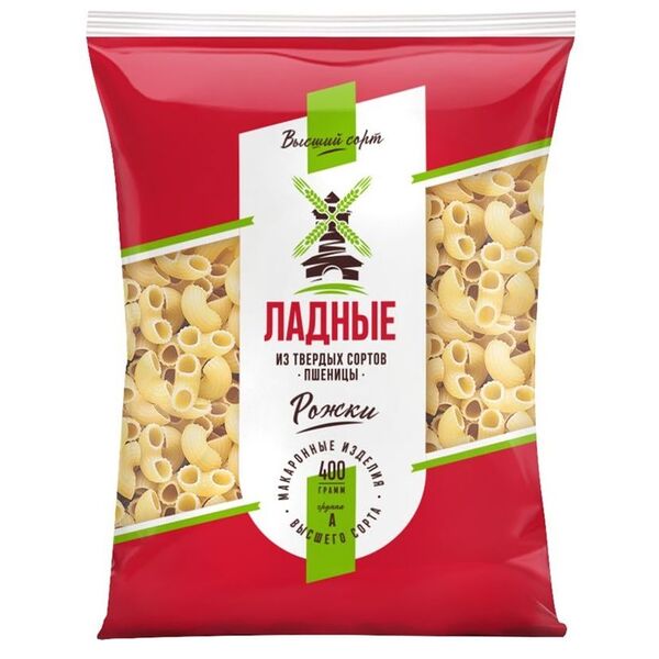 Макароны Ладные рожки 400 г