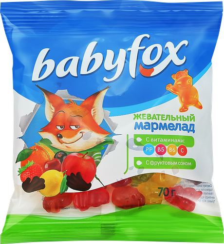 Мармелад жевательный Babyfox бегемоты 70 г