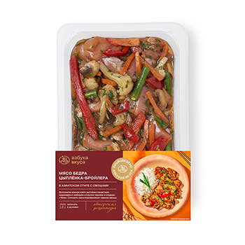 

Мясо бедра цыпленка-бройлера Азбука вкуса в азиатском стиле с овощами 450 г
