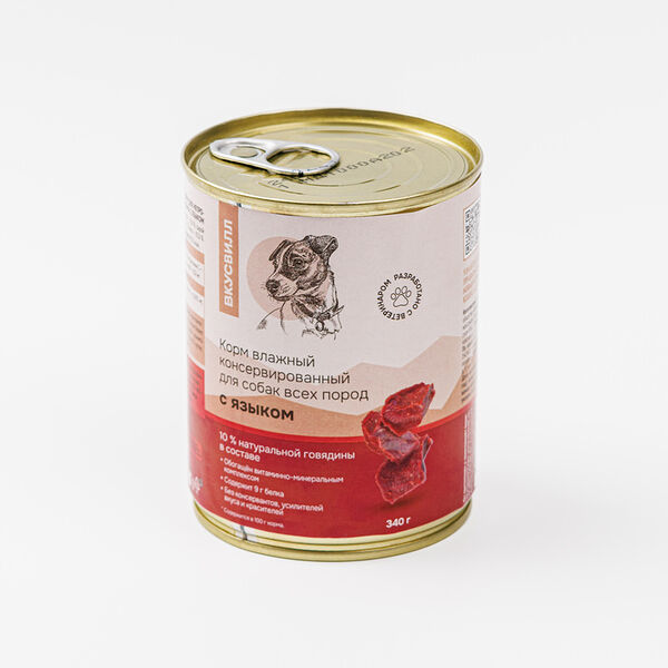 Корм влажный для собак с языком 340 г