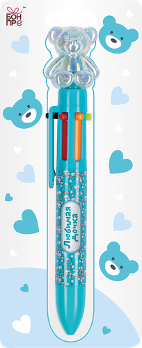 Ручка шариковая Бон Пре Мишка, сувенирная, 6 цветов в ассортименте