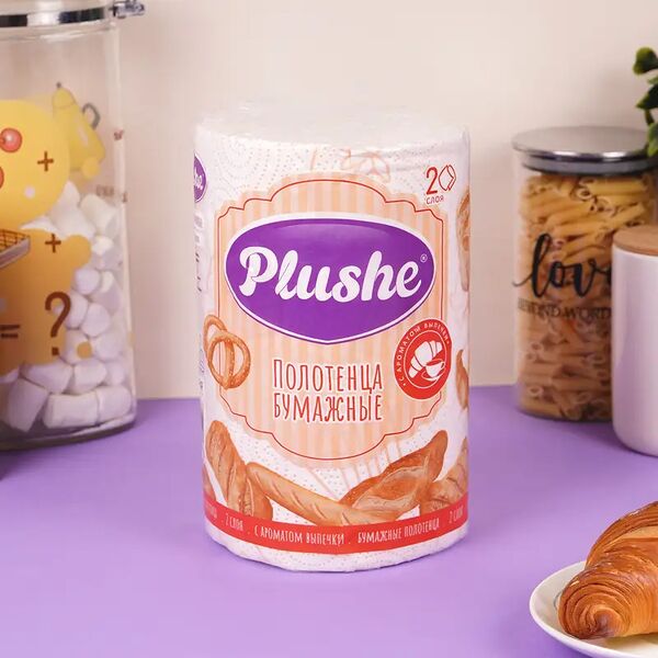 Полотенца бумажные, Plushe, 2 слоя, 1 рулон