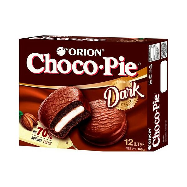 Мучное кондит изделие в глазури Choco Pie Dark Чоко Пай Дарк 6 шт по 30г