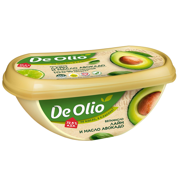 Крем на растительных маслах De Olio Лайм и масло авокадо 72.5% 220 г