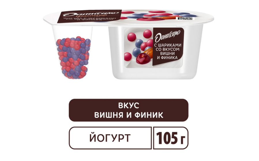 

Йогурт Даниссимо с шариками со вкусом Вишни и финика 6.9% 105 г