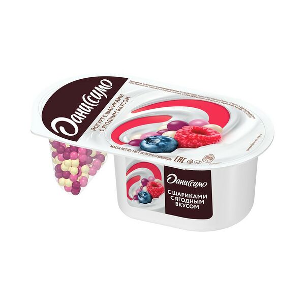 Йогурт ДАНИССИМО ФАНТАЗИЯ жир. 6.9% и драже хруст шарики с яг вк вес 105г DANONE
