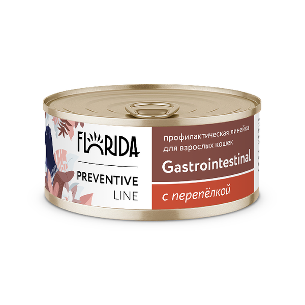 Консервы для кошек Florida Preventive Line Gastrointestinal при расстройствах пищеварения с перепелкой, 100 г
