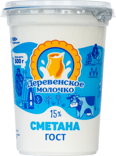 

Сметана Деревенское молочко 15% ГОСТ 500 г