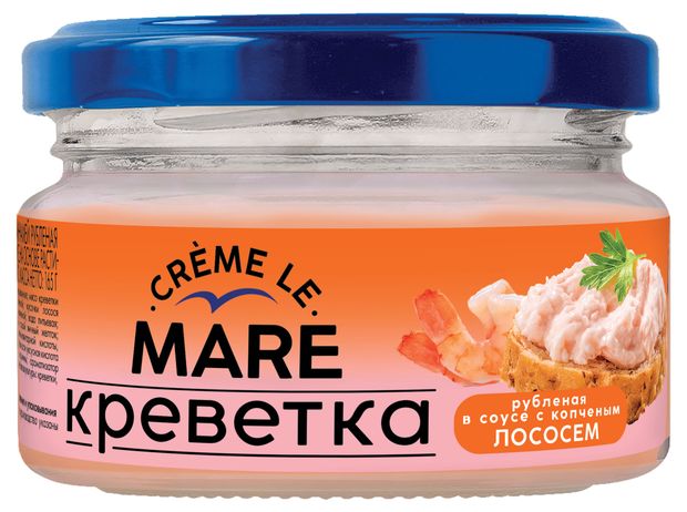 

Креветка Балтийский берег рубленая с кусочками копченого лосося 165 г