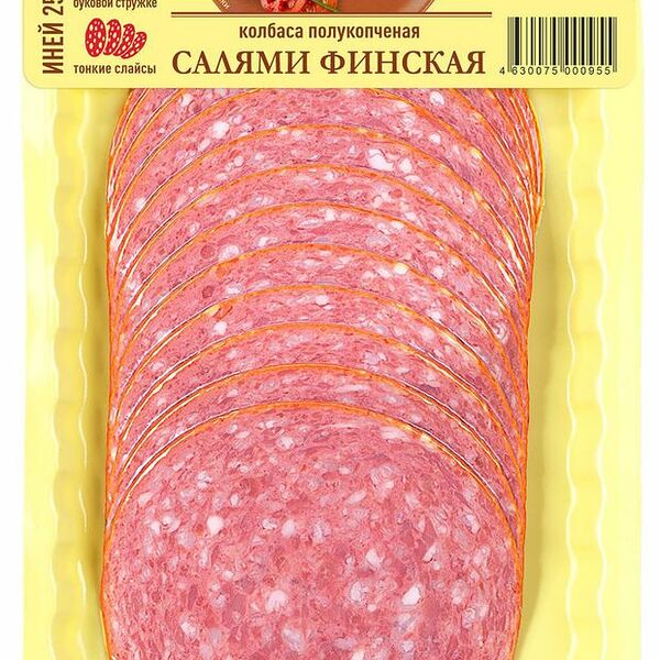 Колбаса Иней Салями Финская полукопченая нарезка, 100 г