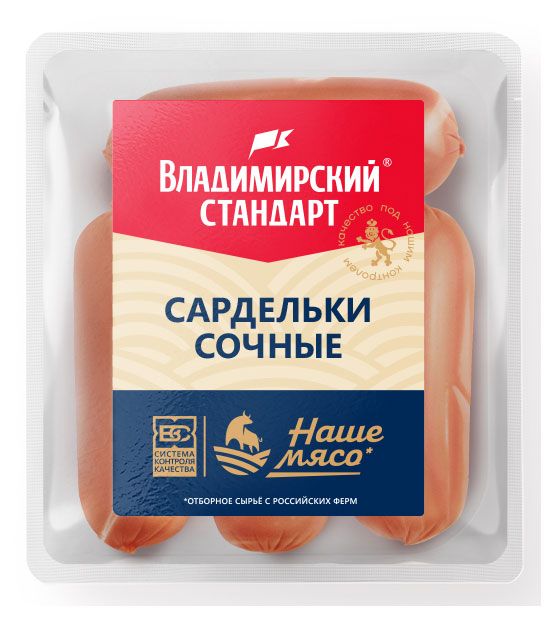 

Сардельки Владимирский Стандарт Сочные вареные 320 г