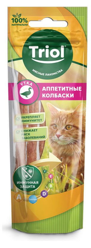 

Лакомство для кошек Triol колбаски из утки 40 г