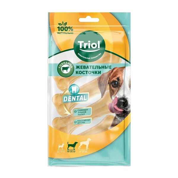 Лакомство для собак Triol Dental Косточки жевательные 12.5 см х 4 шт. 120 г