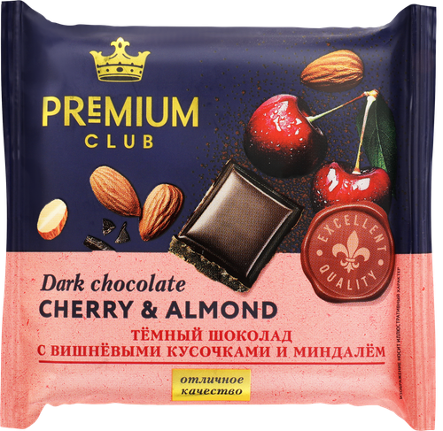 

Шоколад темный Premium Club с вишней и миндалем 50 г