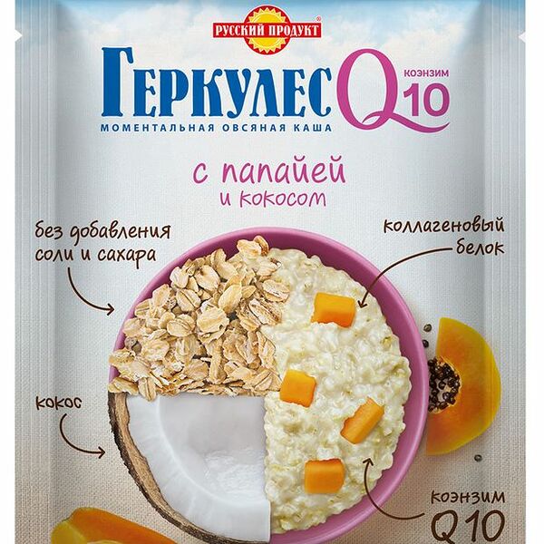 Геркулес Русский продукт Q10 с папайей и кокосом 