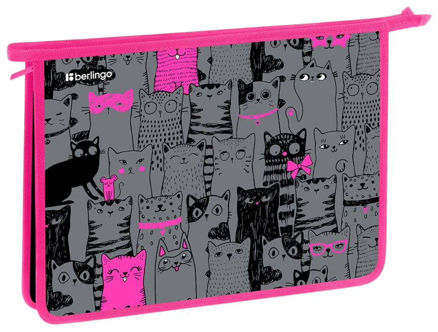 

Папка для тетрадей Berlingo "Happy Cats" 1 отделение, А4, 34х24.5х4 см, пластик, на молнии