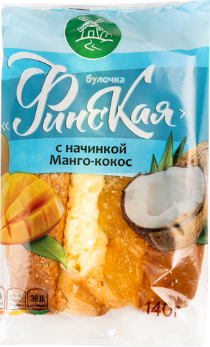 

Булочка Родные просторы Финская с начинкой Манго-кокос 140 г