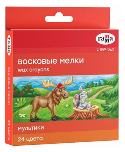 

Мелки восковые Гамма мультики 24 цветов круглые